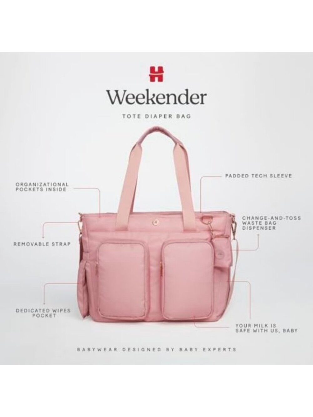 Stylish Weekender Tote Diaper Bag | Spacious, Lightweight & Versatile Design - Picture 5 of 6